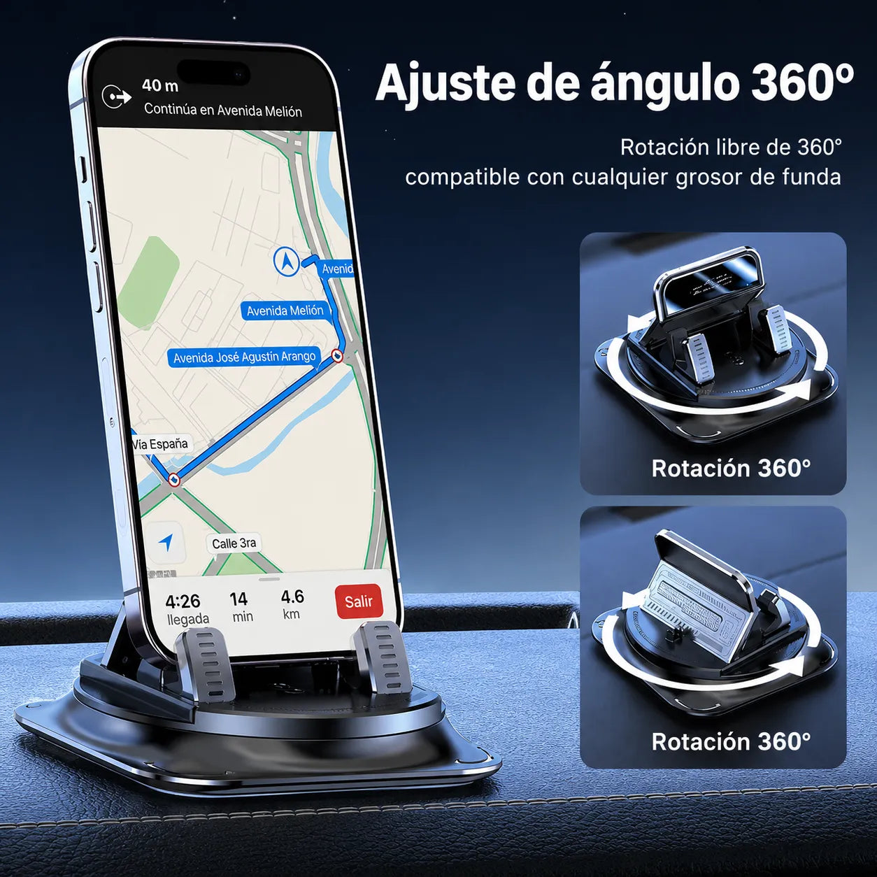 Soporte Premium para Celular con Rotación 360°